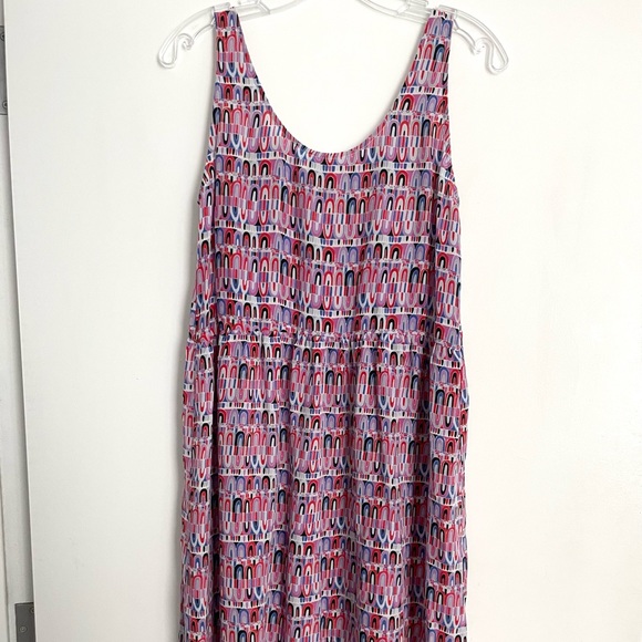 ILANA KOHN Printed Silk Dress Sz M Medium Pinks Purples Midi GUC - Picture 5 of 5